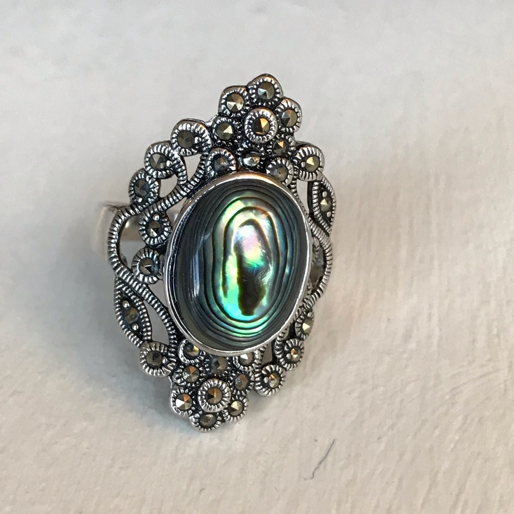 Marcasite and gem ring NIB NWOT